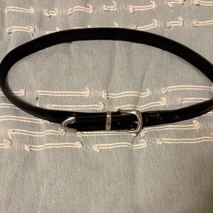 Black Genuine Leather Belt with Silver Buckle